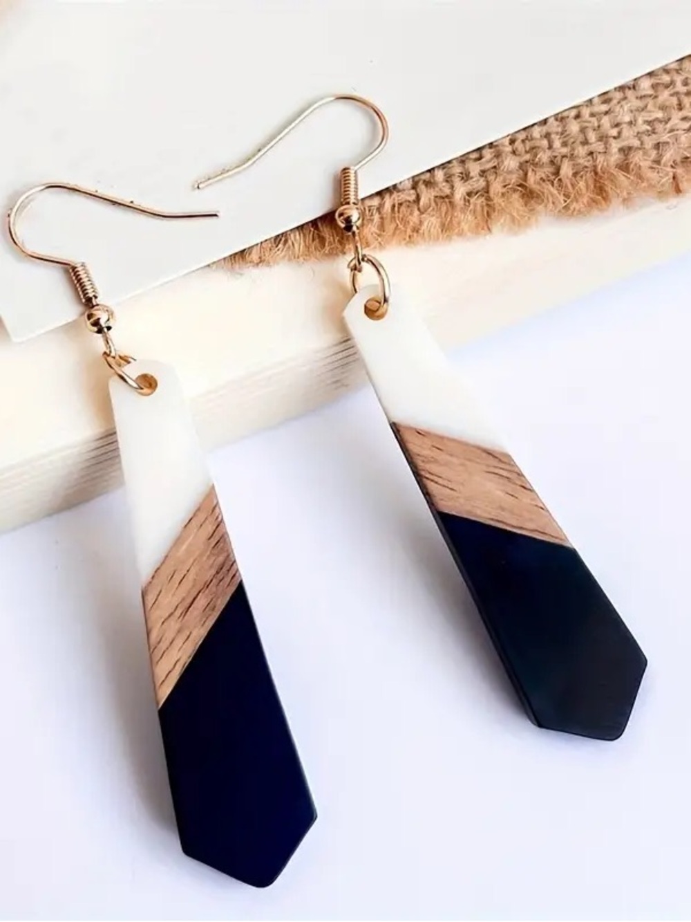 Geometric Wood Dangle Earrings